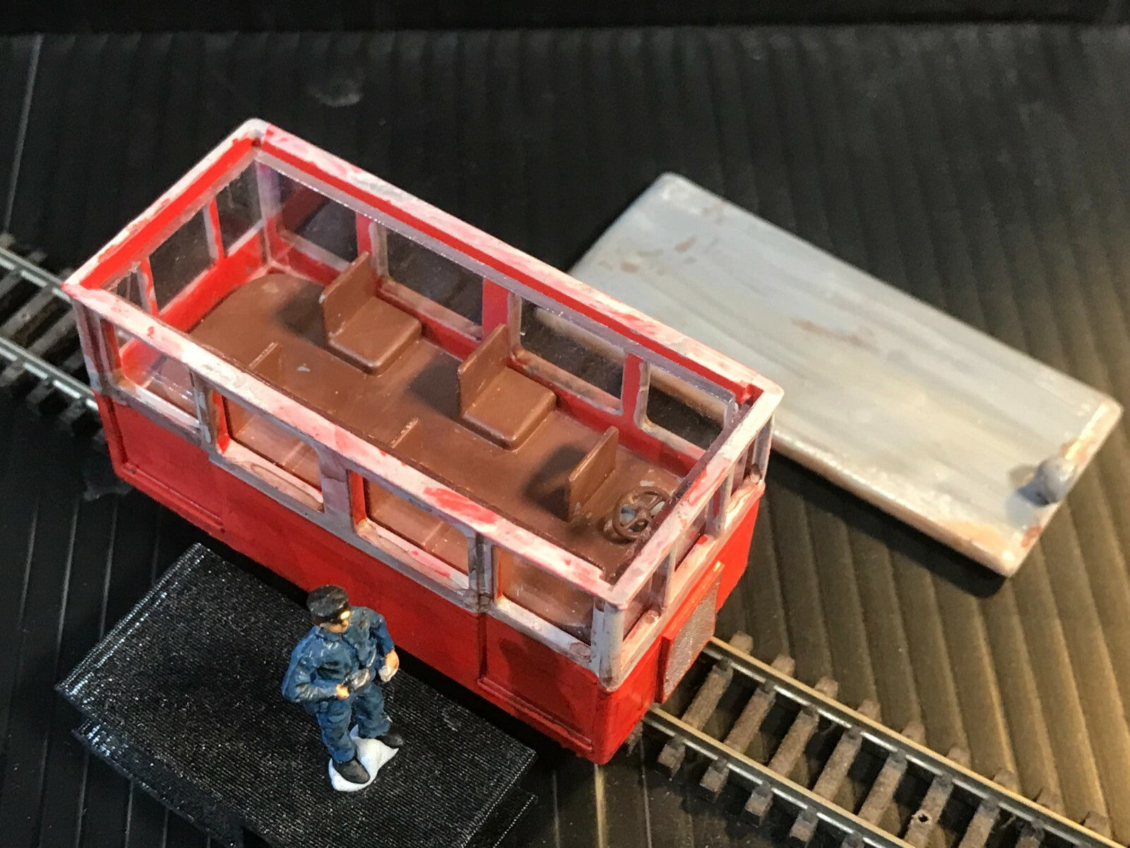 Unpainted OO9 narrow gauge French Drasine railcar body kit designed to fit a KATO 11-109 coreless chassis