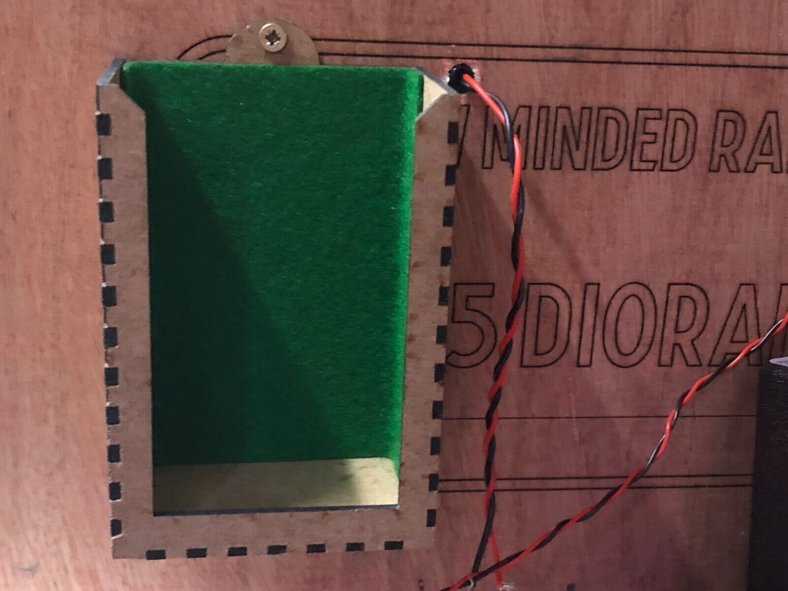 Model railway Gaugemaster Combi controller caddy holder kit with felt liner, shown fitted for use on shelf or diorama layouts