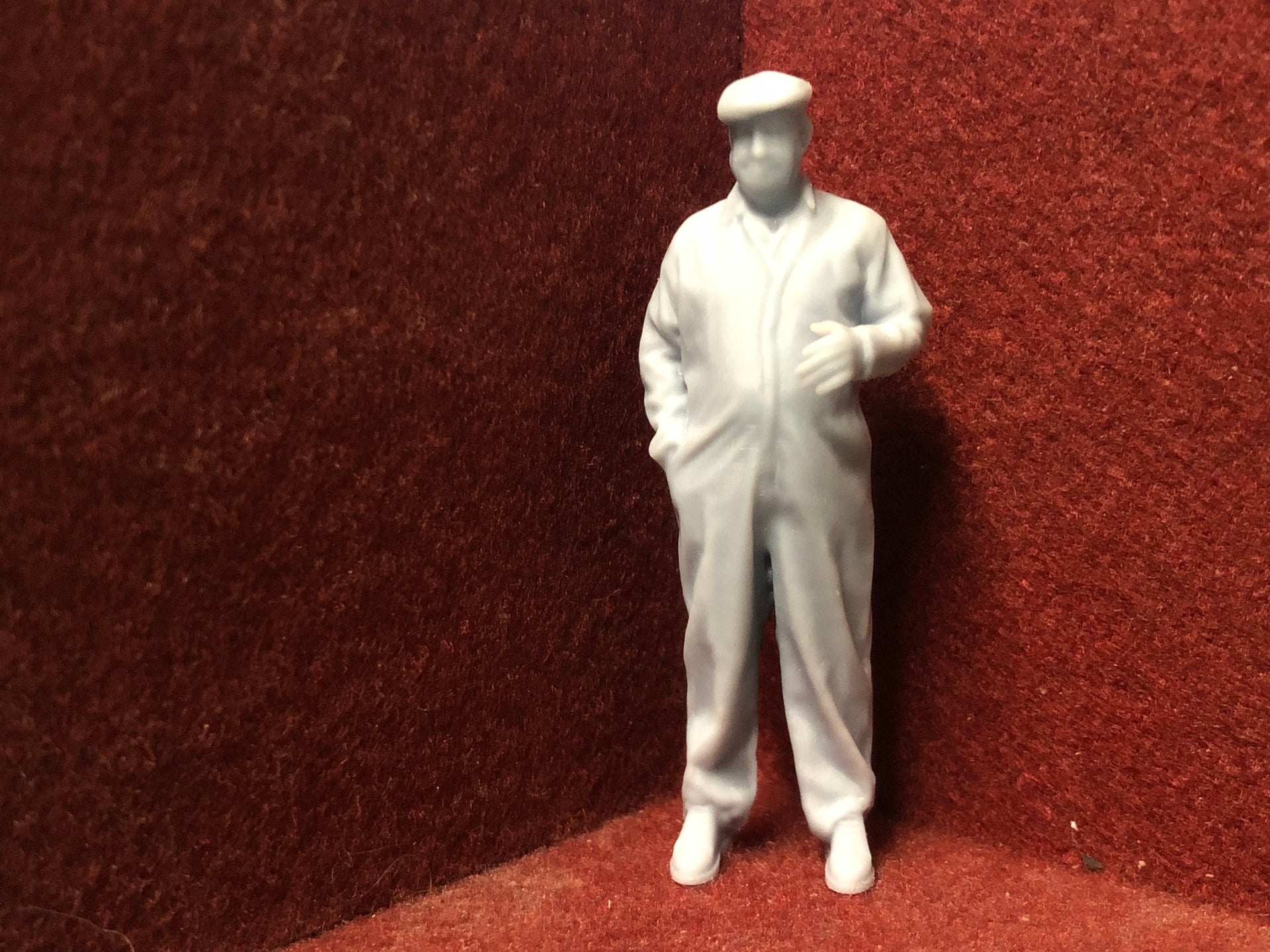 Unpainted G-scale 1:22.5 male figure model, 75mm tall, 3D scanned from a real person for GN15 and garden railway layouts