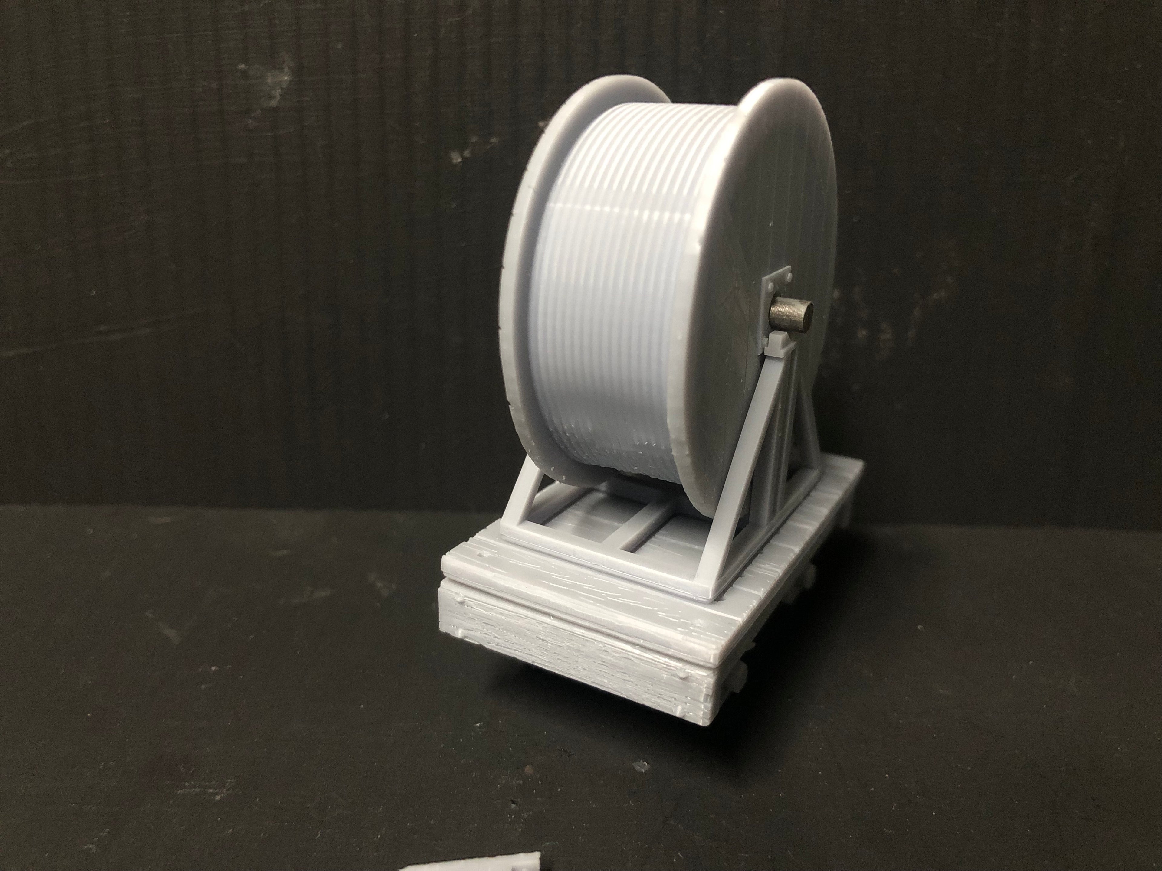 Unassembled GN15 narrow gauge cable drum wagon kit with resin body, cable supports and 12.5mm spoked wheelset