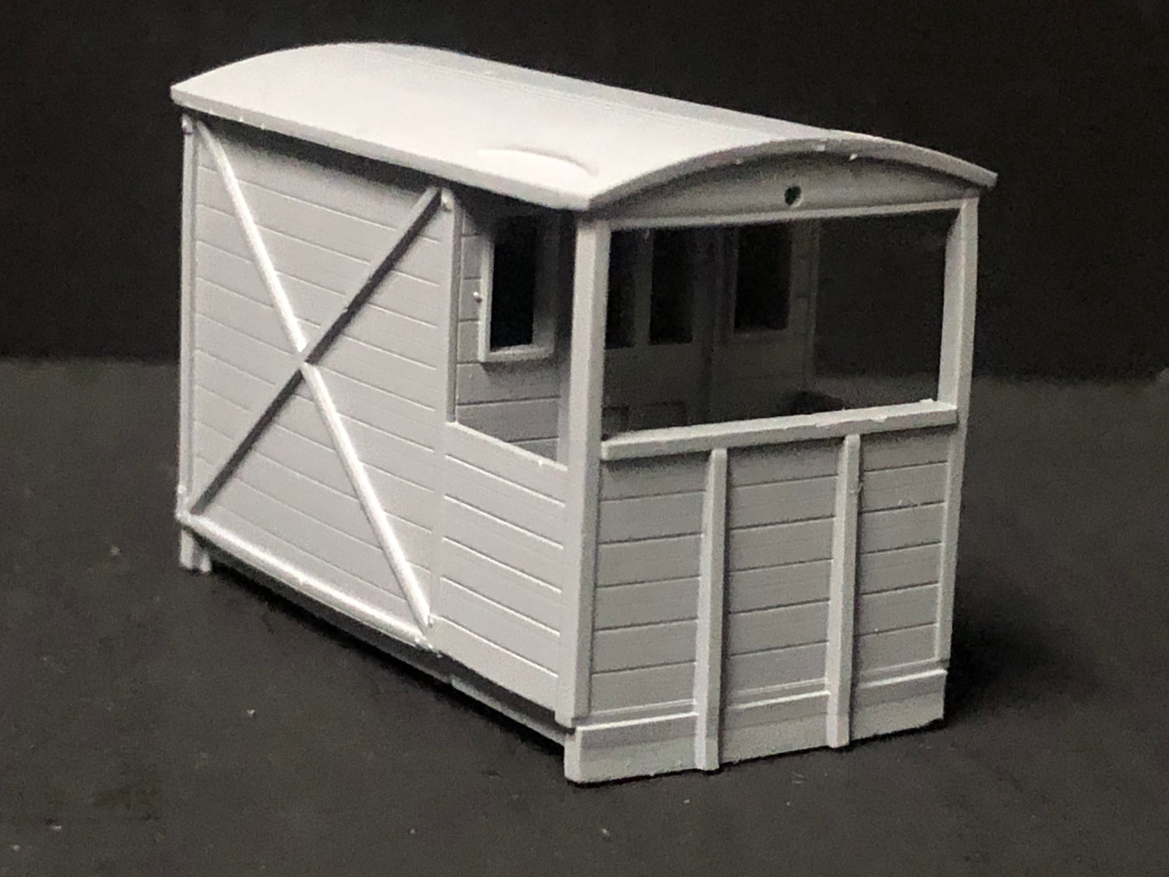 OO9 narrow gauge resin guards van body kit shown unpainted, designed to fit a Peco NR-121D 10ft wheelbase chassis