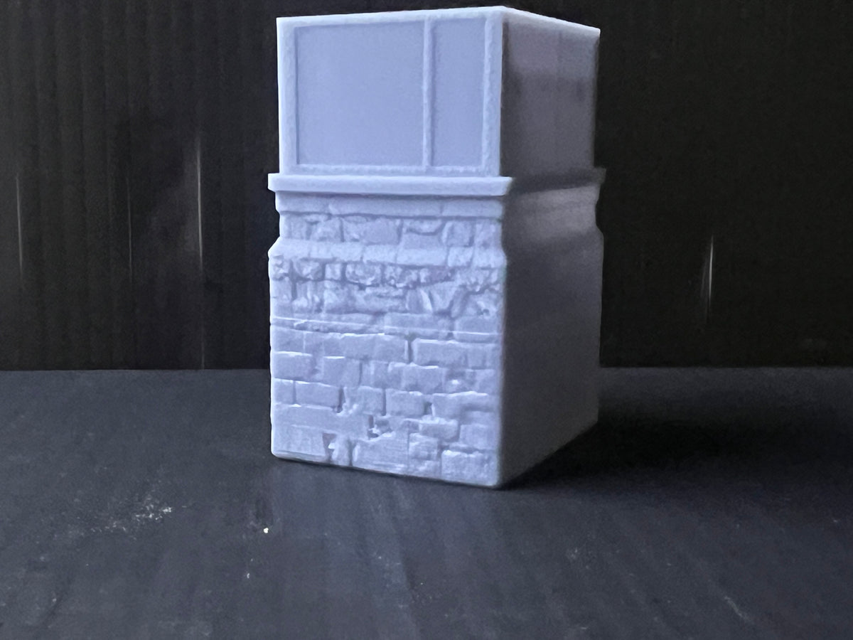 OO Gauge Stone-Built Water Tower with Riveted Tank – 3D Printed Resin Model Railway Scenery