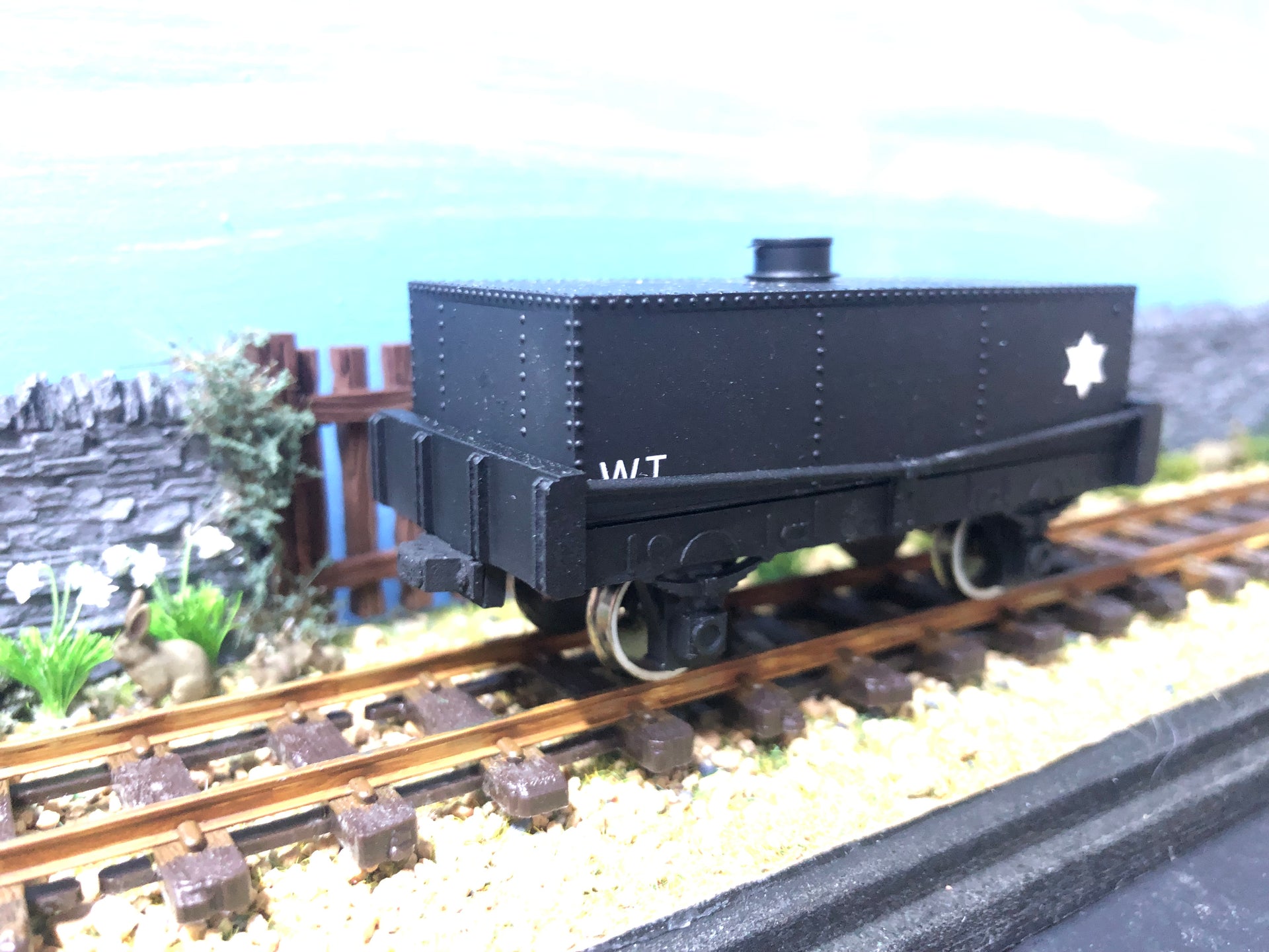 Gn15 narrow gauge water tank wagon kit with wheels, designed for 1:22.5 scale on 16.5mm track