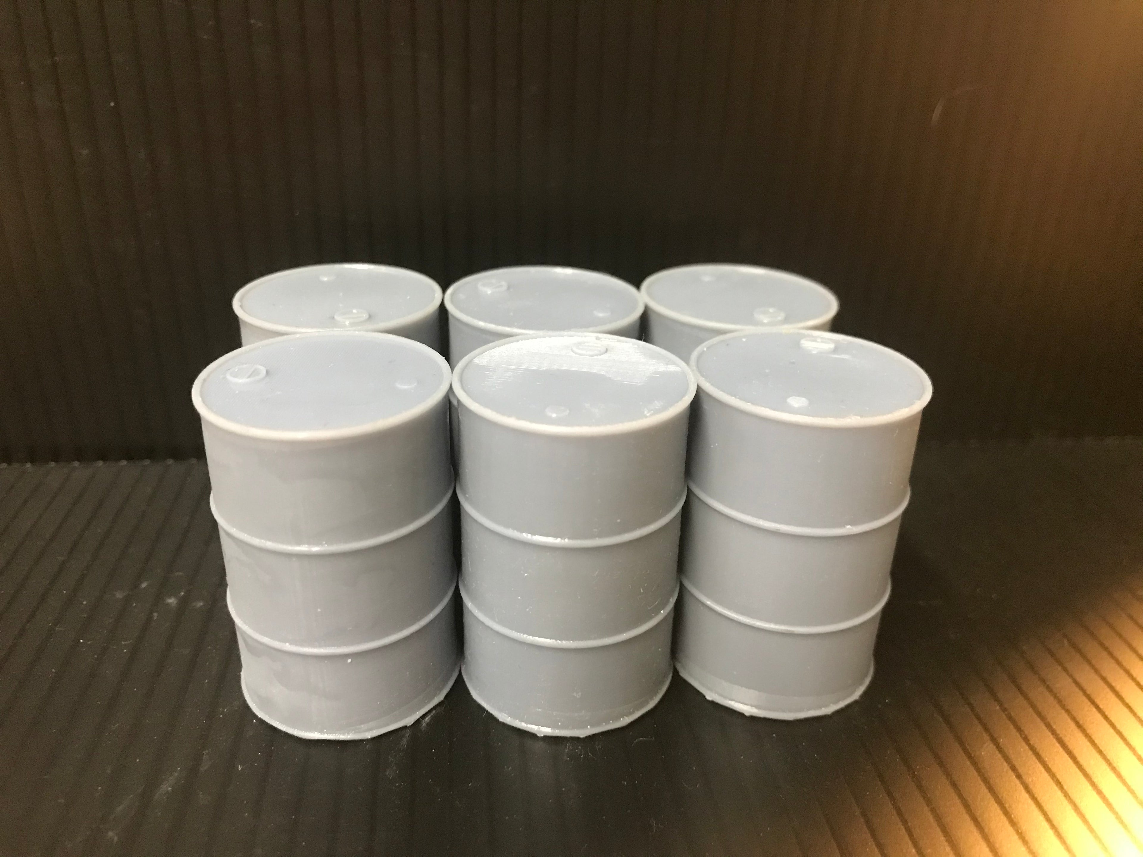 G-scale model railway scenery set of six resin oil drums, also suitable for GN15 industrial or workshop layouts