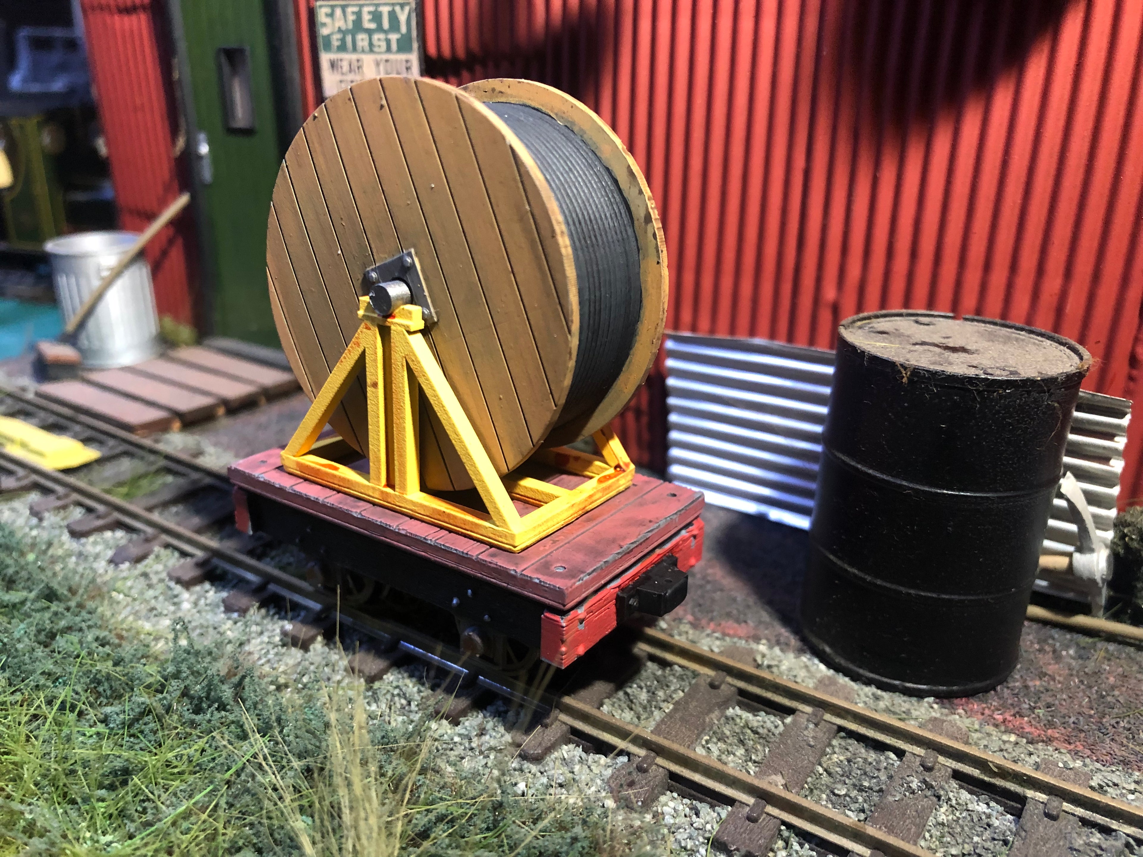 GN15 narrow gauge cable drum wagon resin kit with 12.5mm spoked wheels for 1:22.5 model railway freight layouts