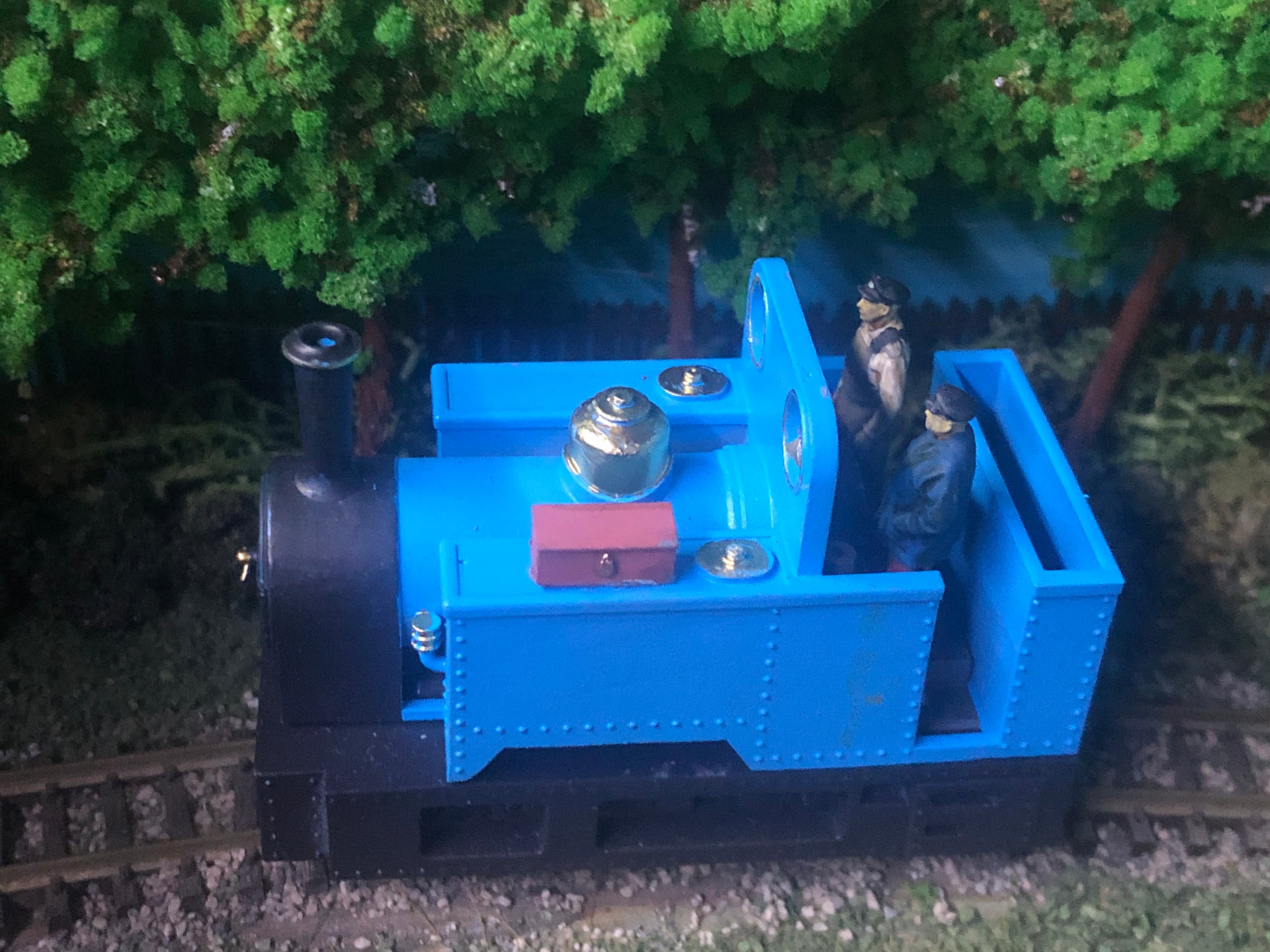 OO9 narrow gauge Kerr Stuart-inspired open cab steam loco kit body shown fitted to a Kato 11-109 motor bogie chassis