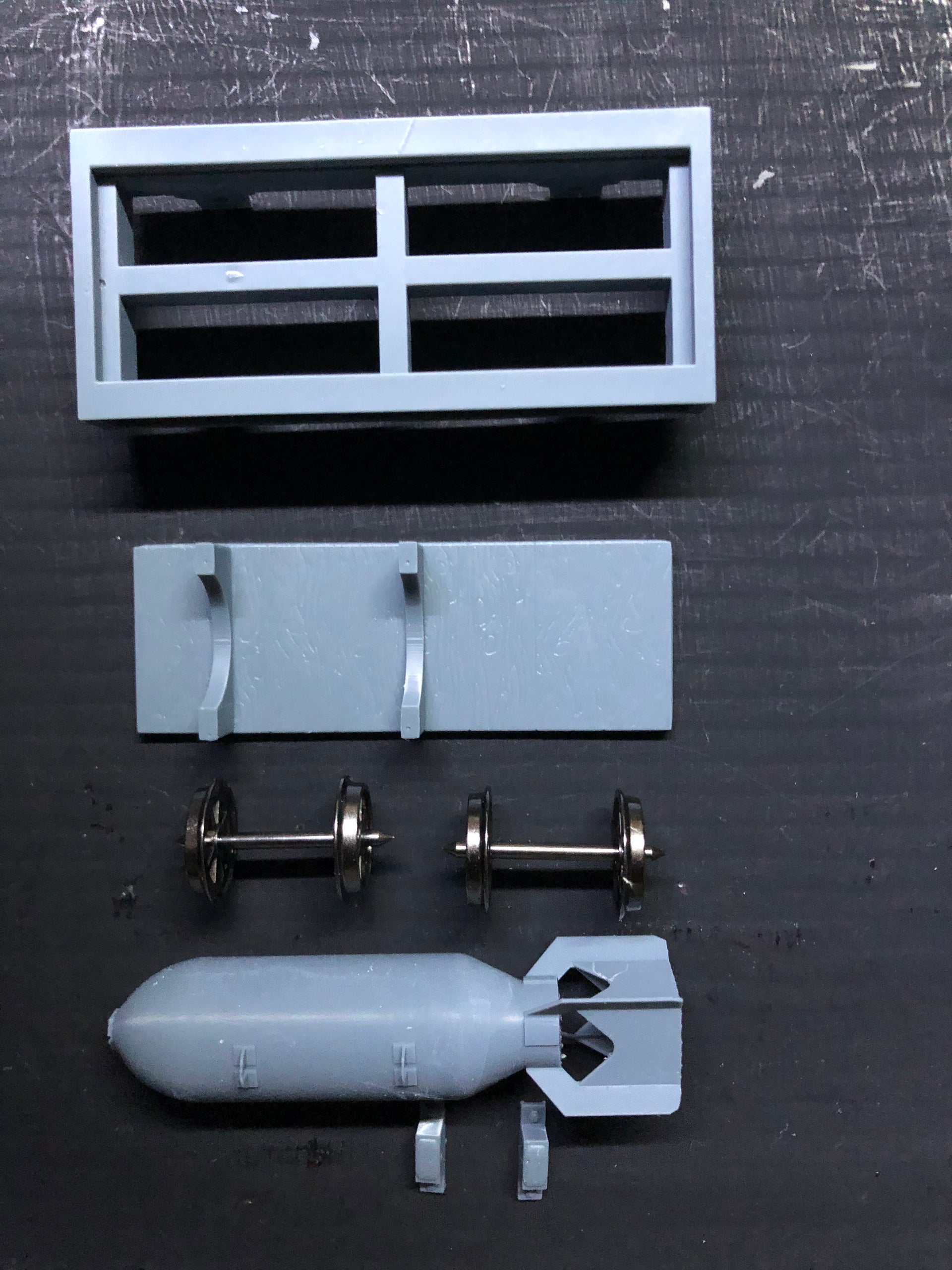 GN15 Munitions Bomb Carrier – Resin Kit with Bomb, Deck Insert, Chassis & Wheelsets - Style B