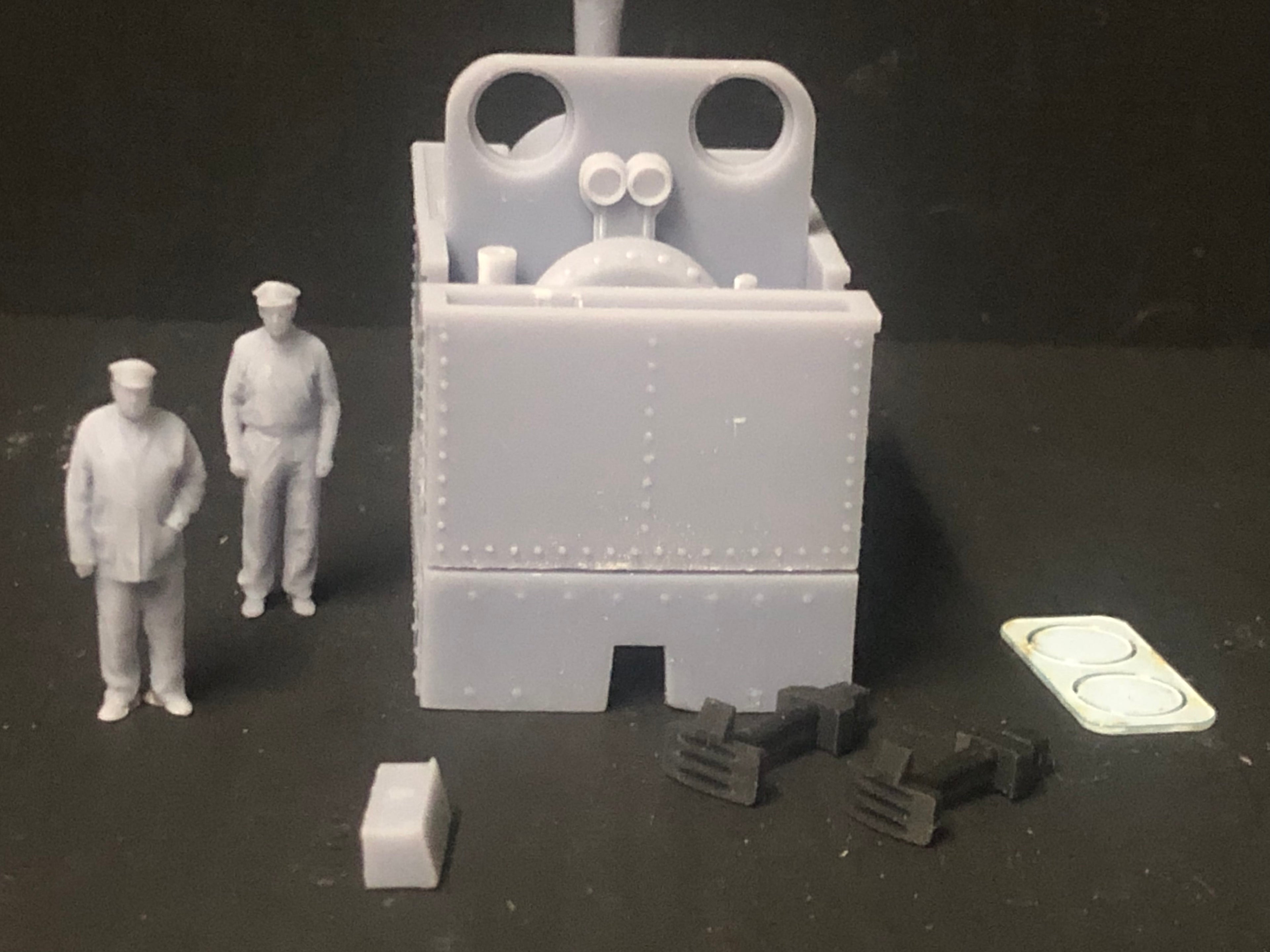 OO9 narrow gauge Kerr Stuart-style open cab steam loco kit body shown fitted to a Kato 11-109 motor bogie chassis