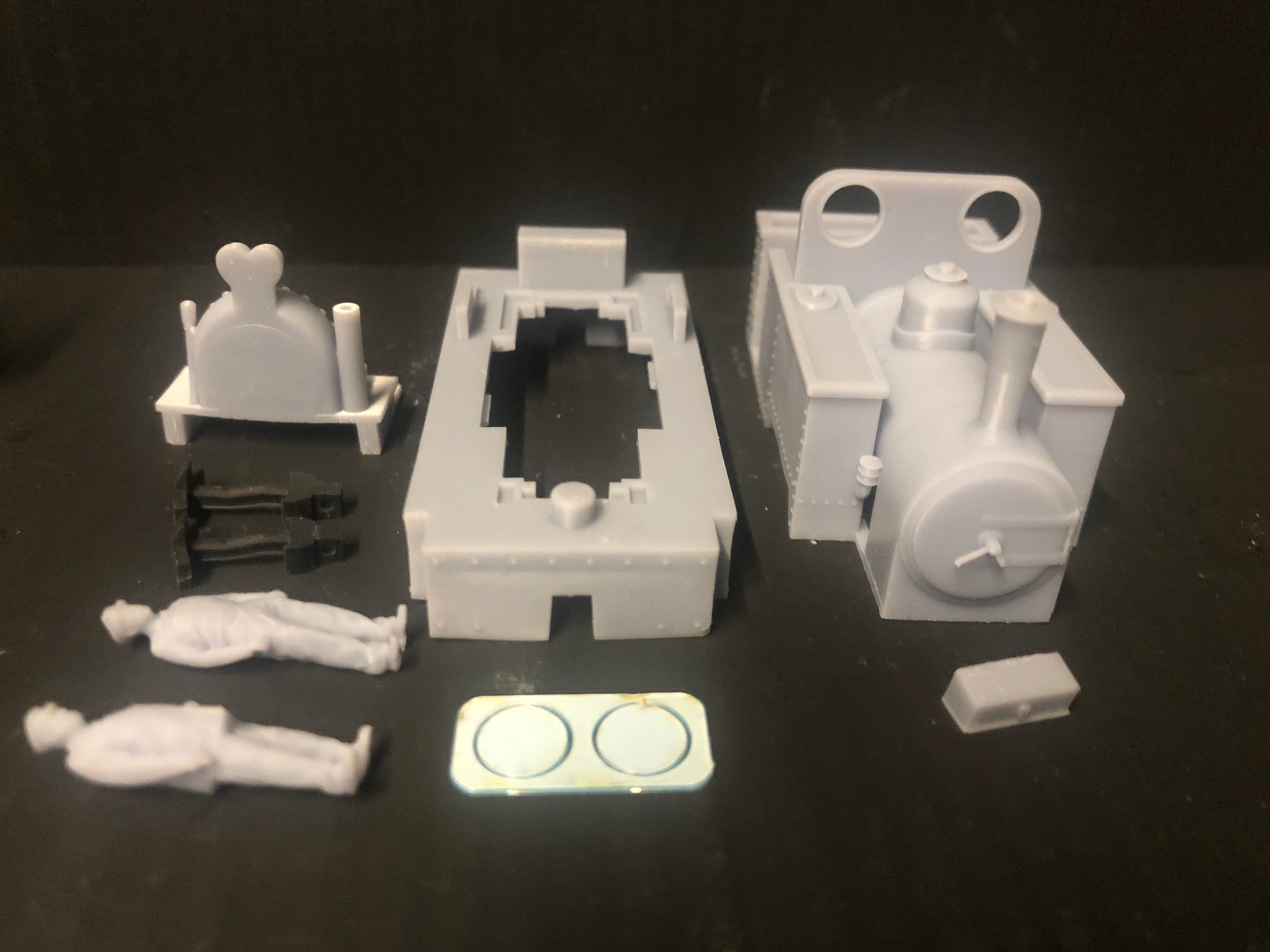 OO9 narrow gauge Kerr Stuart-inspired open cab steam loco kit body on a Kato 11-109 chassis for model railways