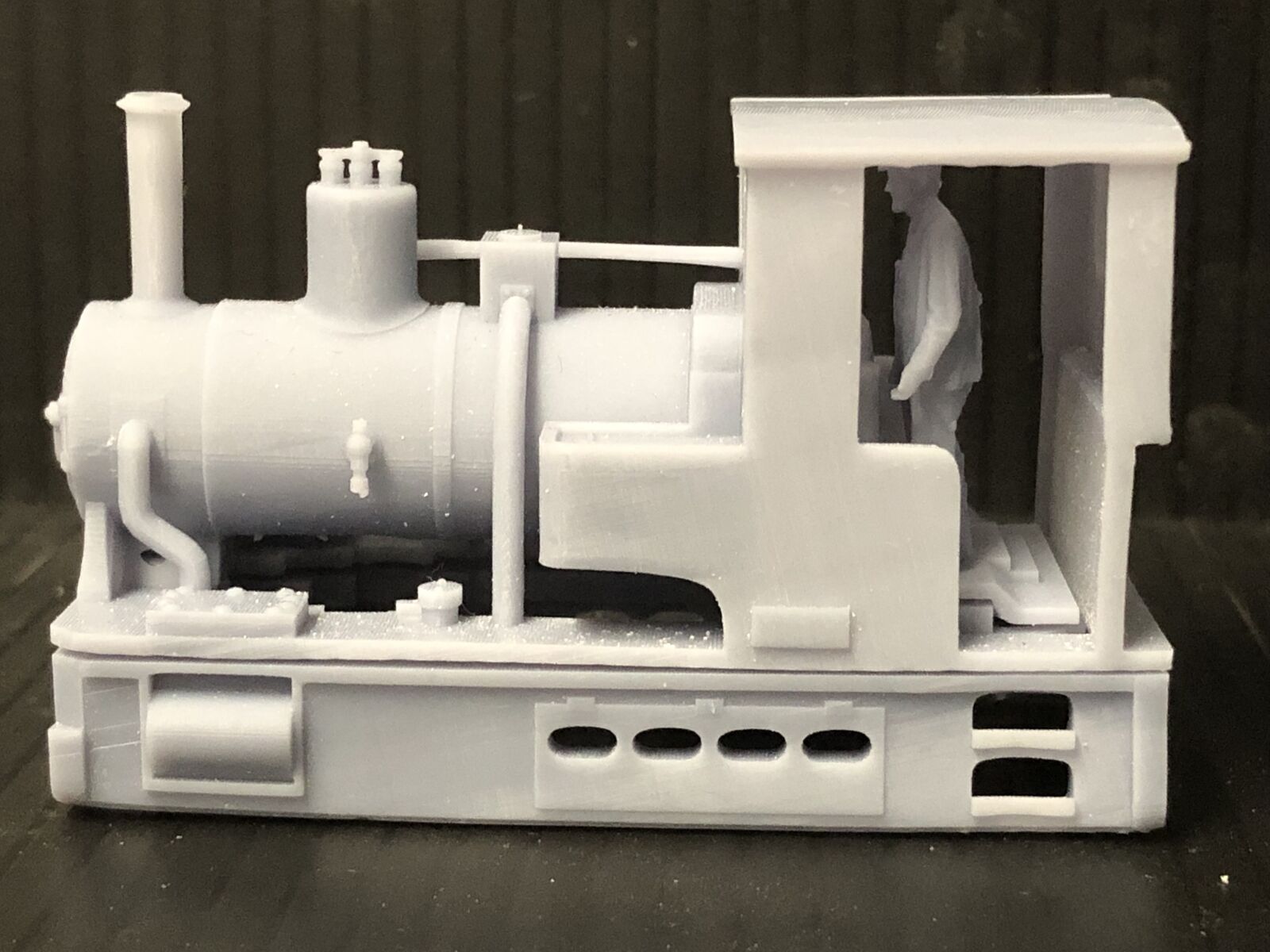 OO9 narrow gauge Andrew Barclay Douglas steam locomotive body kit shown fitted to a Kato 11-110 motor bogie chassis
