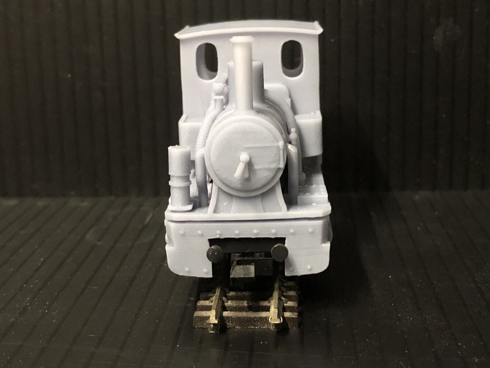 OO9 narrow gauge Andrew Barclay Douglas steam locomotive body kit shown fitted to a Kato 11-110 motor bogie chassis