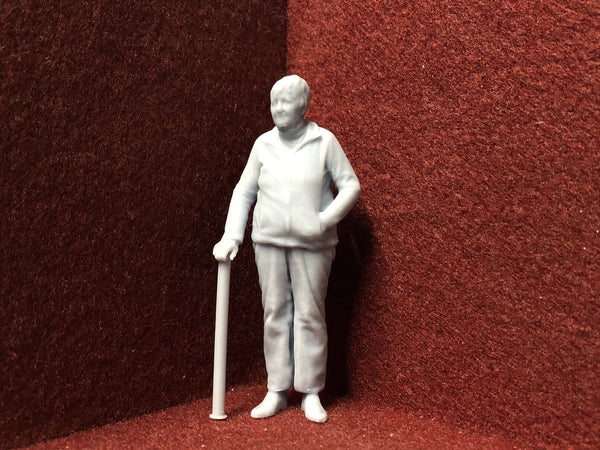 G-Scale Woman with stick- 3D scan of a real person - F004 (also GN15)