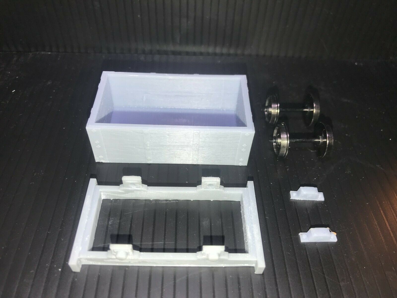 Gn15 narrow gauge mineral wagon kit for model railways, shown with optional 12.5mm Bachmann chassis wheelsets