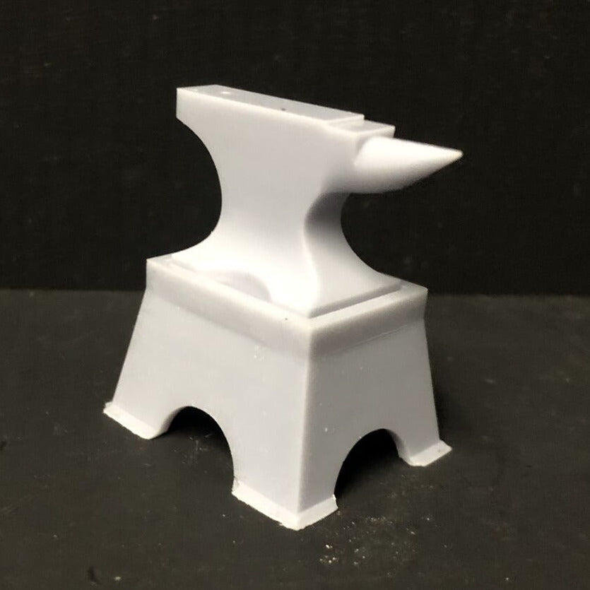 GN15 G scale resin model anvil with separate base for workshop or farrier scenes, supplied unpainted for detailing