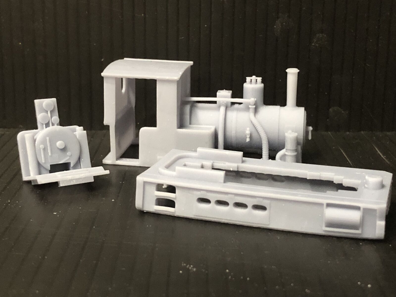 OO9 Andrew Barclay Douglas steam locomotive body kit shown fitted to a Kato 11-110 narrow gauge chassis