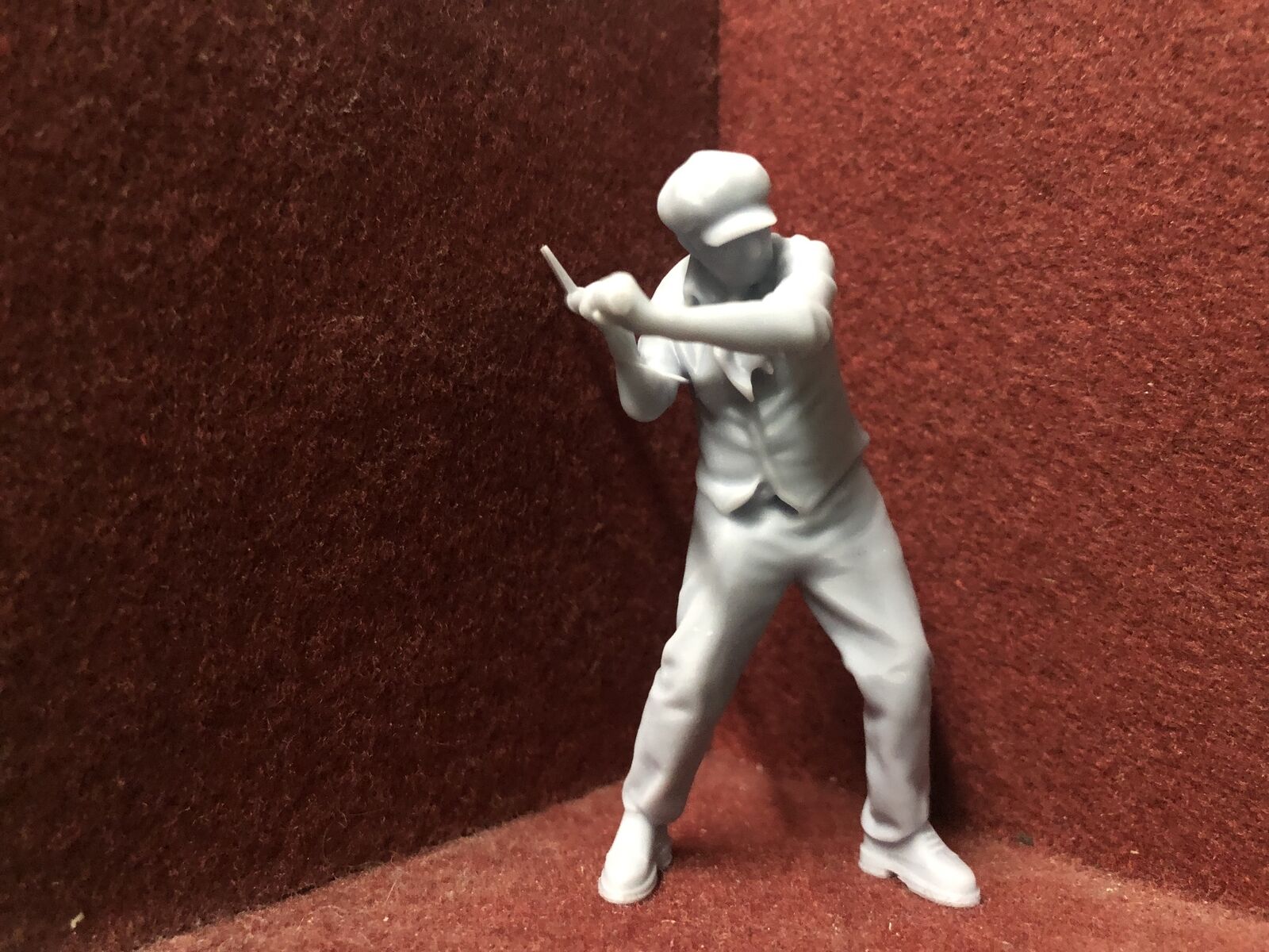 Unpainted G-scale 1:22.5 GN15 railway figure mid-swing with axe, 3D scanned from a real person for realistic detail