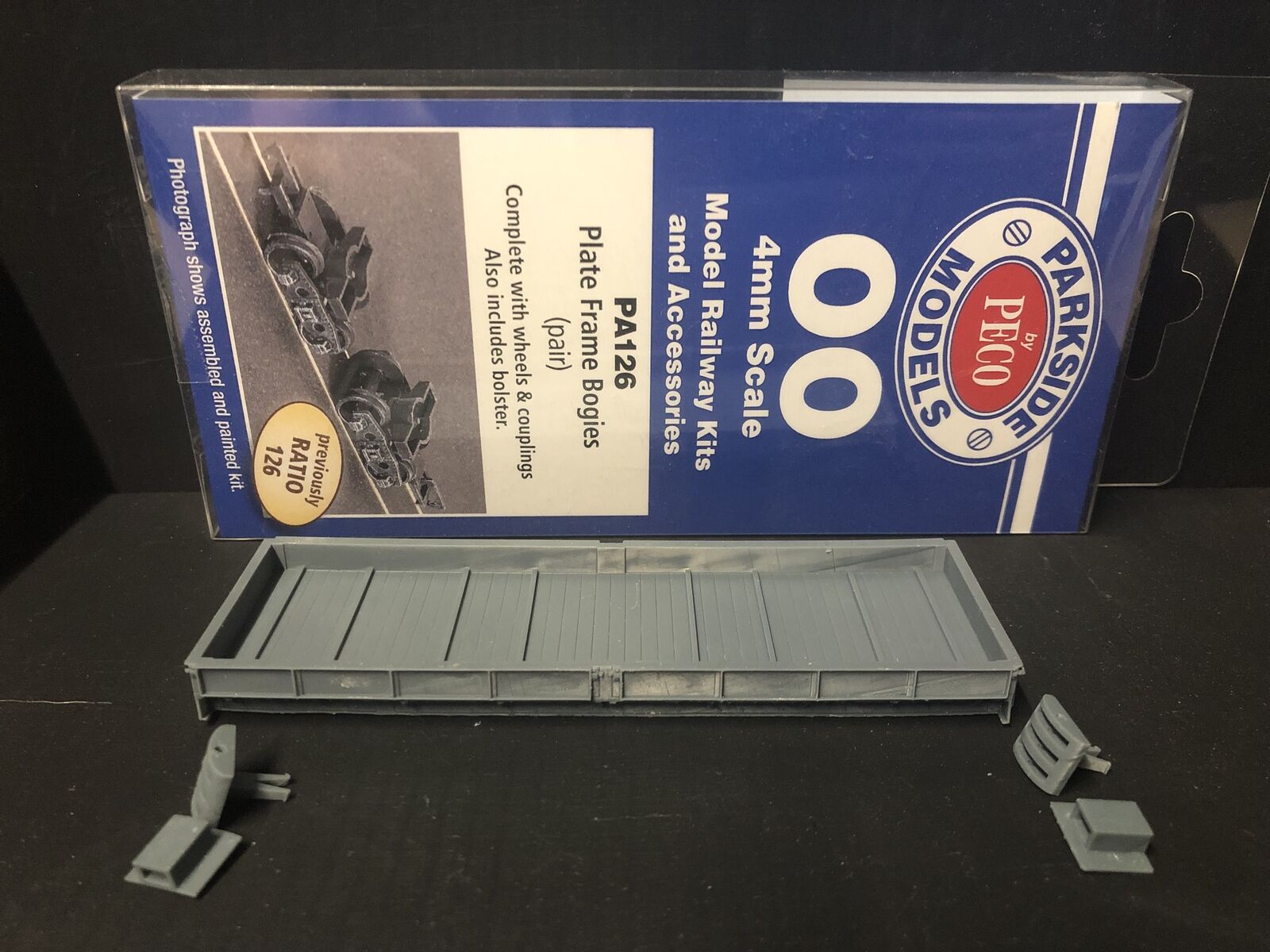 Gn15 narrow gauge bogie plate wagon kit with detailed flatbed body, bogie wheelsets and NEM coupling pockets