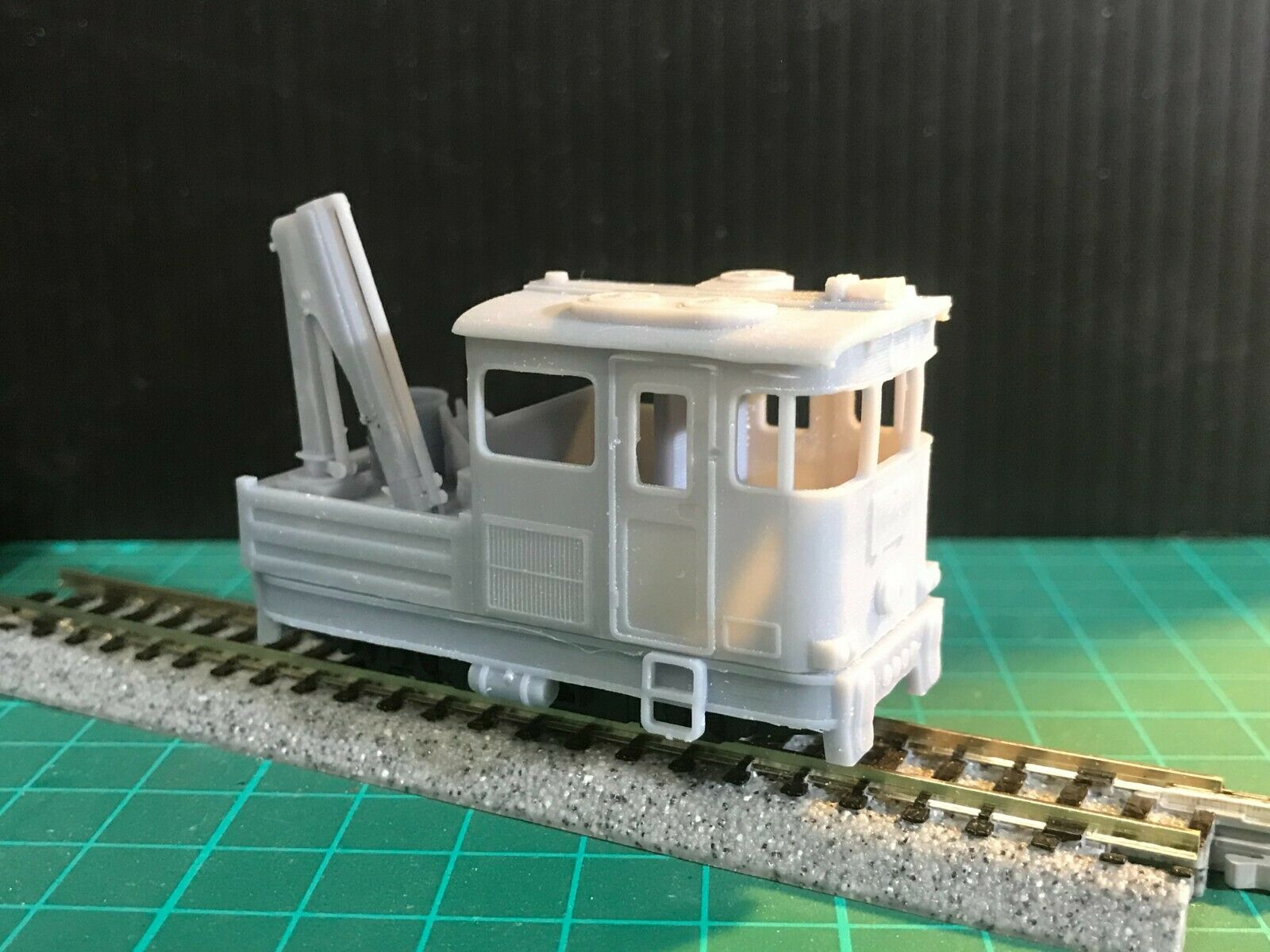 OO9 narrow gauge resin maintenance and inspection car body kit shown fitted to an older KATO 103 chassis with detailed rear load